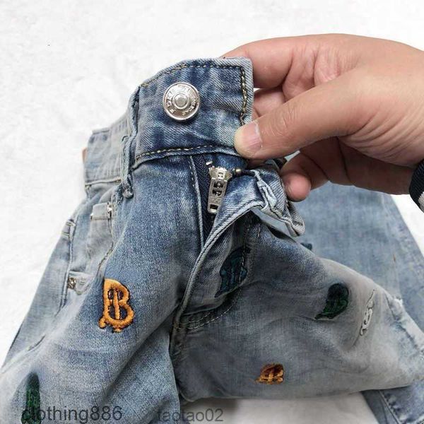 

2023jeans oversized mens designer pants tb embroidered trousers men women casualpqfa, Blue