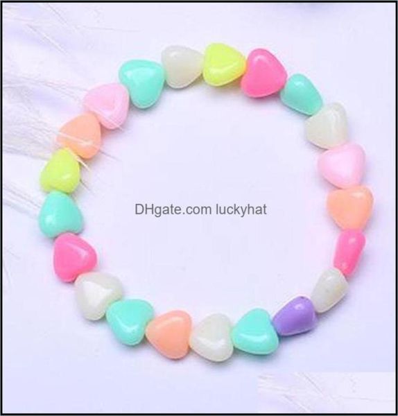 

charm bracelets jewelry kids girls candy color heart shape beaded acrylic elastic children birthday party de dhm4z8037933, Golden;silver