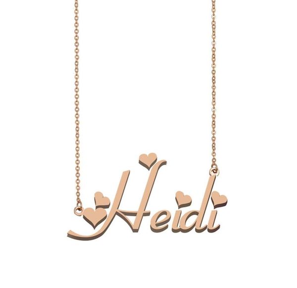 

heidi name necklaces pendant custom personalized for women girls children friends mothers gifts 18k gold plated stainless ste5406376, Silver