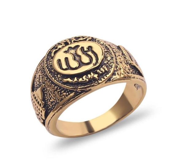 

cluster rings vintage muslim islamic ring alloy men statement jewelry middle east arab anel hoop1072071, Golden;silver
