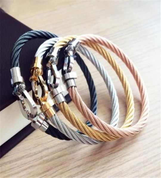 

designer bangle freditied horseshoe magnet clasp steel bracelets titanium steel stainless bracelet minimalist style men womens jew5942201, Black