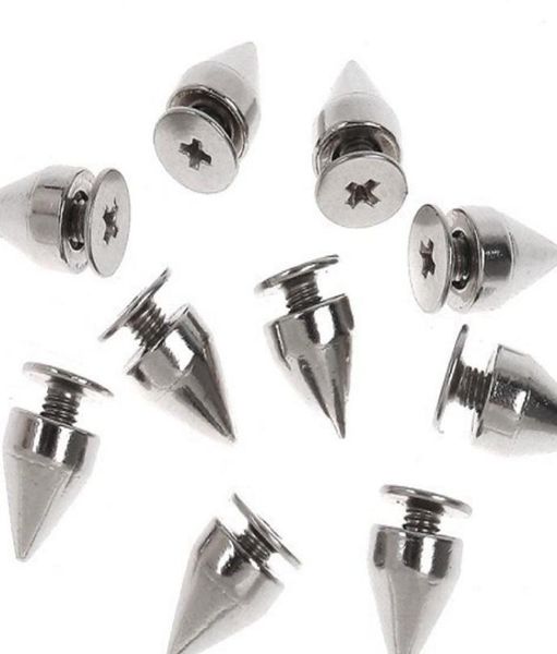 

tsunshine 9mm bullet cone spike and stud metal screw back components for diy leathercraft accessories 100sets silvergoldblack 7020462, Blue;slivery