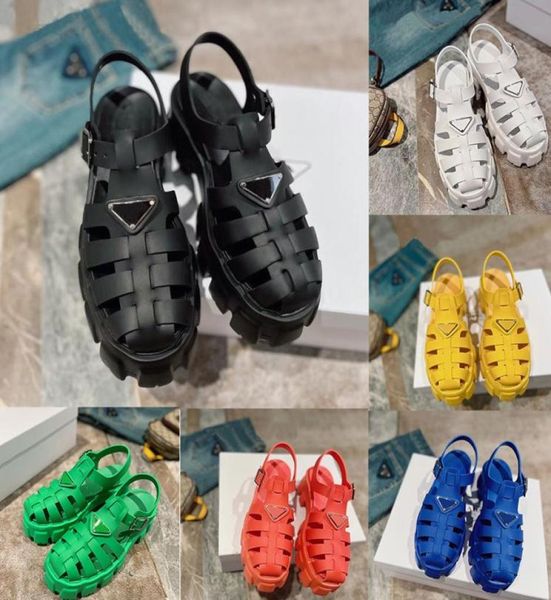 

2022 designer sandals rubber sandal platform slides wheel sole slippers fashion classic women roman slipper triangle metal slide7173226, Black
