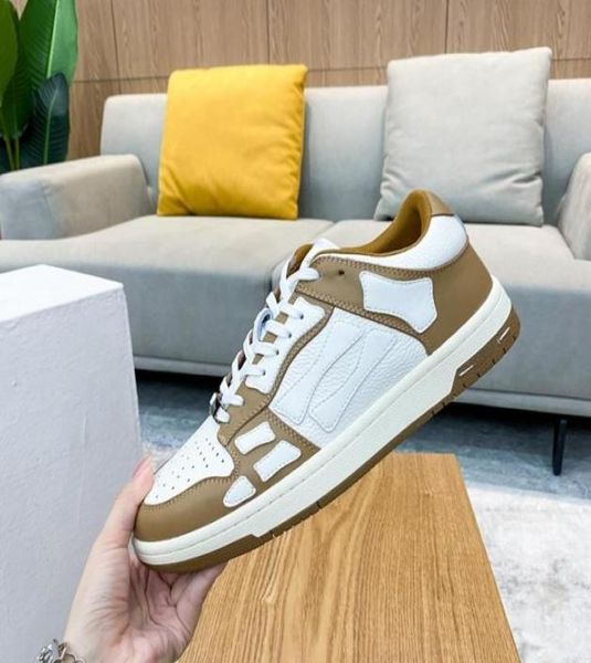 

fashion stylish men roller shoes flat matte skel leather sneakers shoe chaussures trainers green red stripes9361884