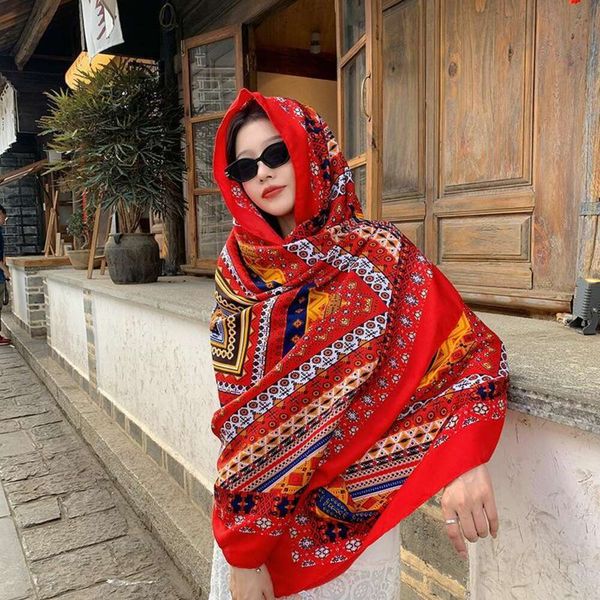 

summer cotton scarf travel sunblock air conditioner shawl beach ethnic, Blue;gray
