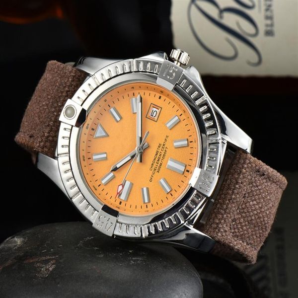 

2021 new arrival style three stitches luxury mens watches quartz watch brand with calendar function clock fabric 2555, Slivery;brown
