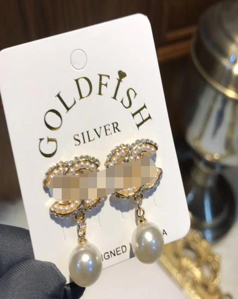 

fashion designerjewelry ear stud white pearl letter pendant dangle earrings for women lady3950340, Silver
