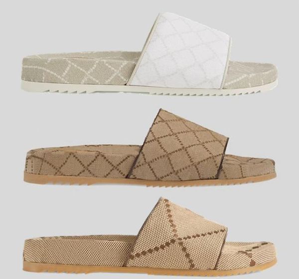 

mens womens fashion beige canvas slippers platform slides sandals with box and dust bag8608331, Black