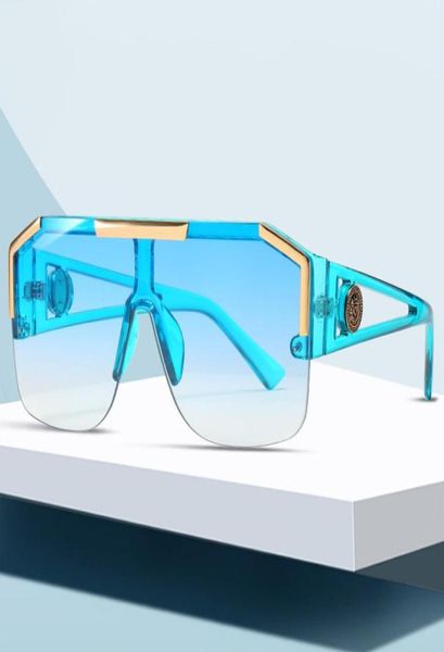 

2021 fashion luxury brand oversized square sunglasses men women vintage metal big frame semirimless one lens sun glasses uv4001055055, Silver