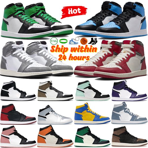 

new 1s basketball shoes men women jumpman 1 sports sneakers chicago lost and found lucky green patent bred true blue se space jam light smok
