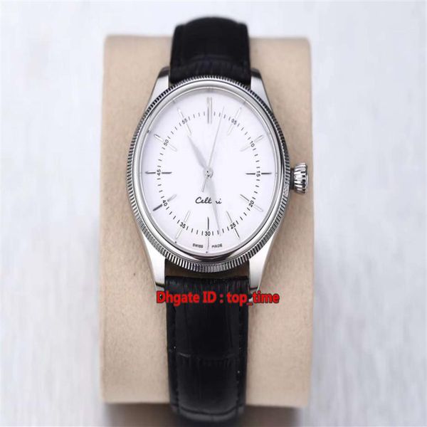 

4 style new cellini time 39mm miyota 8215 automatic mens watch 50509 stainless steel sapphire white dial leather strap gents watch311z, Slivery;brown