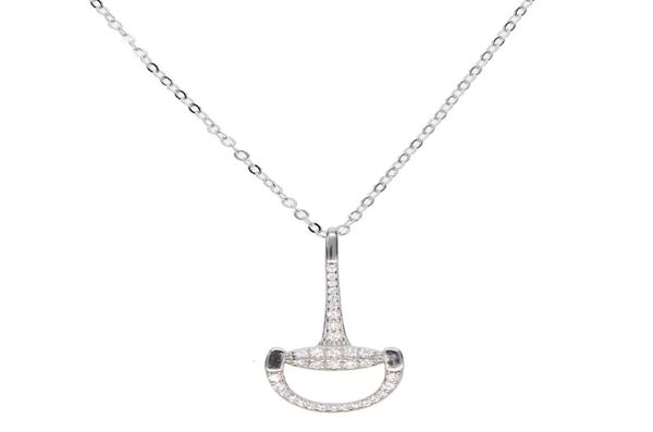 

maxi necklace european plain jewelry 925 sterling horse snaffle bit simple man women bar pretty girly charm5732180, Silver