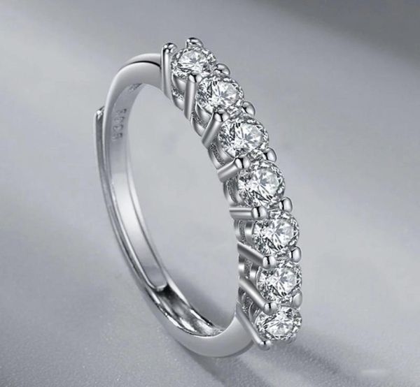

japanese and korean style s925 silver moissanite row of diamonds ring female simple personalized sweet noble jewelry female gift2853105, Golden;silver