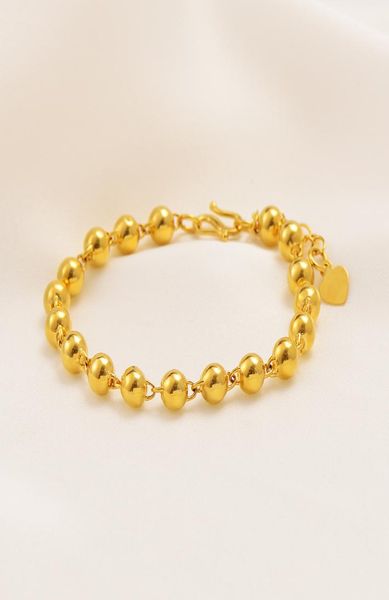 

beaded heart 23k 24k thai baht yellow gold gp charm bracelet lengthen hang pendant love dear bangles1860235, Black