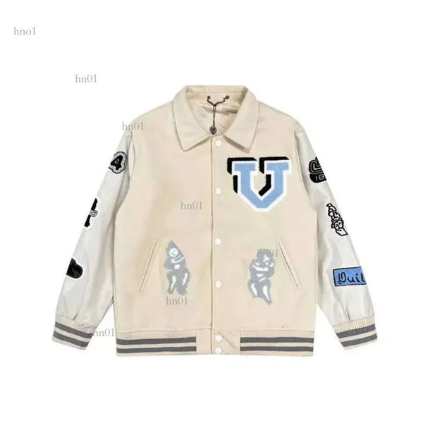 

flocking leather sleeves jackets women men uniform fashion baseball coat couples single breasted warm jackets varsity coats designer706, Black