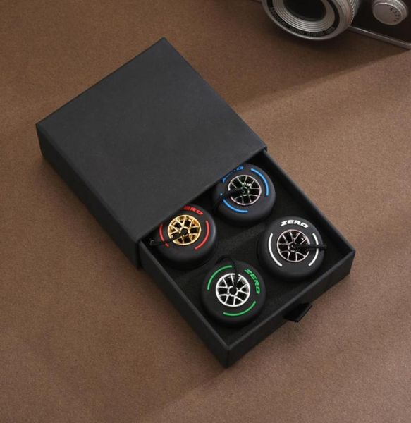 

box and 4 pcs racing tire set keychain luxury mini simulation tire pendant men and women car key chain ring gift for friend 2202283439314, Silver
