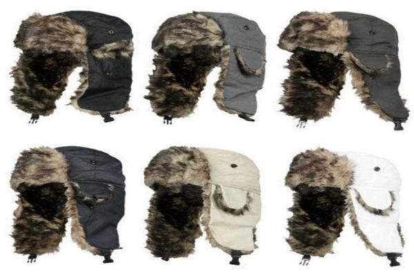 

trapper warm ski aviator bomber hat fur men winter earflap trooper5022350, Blue;gray