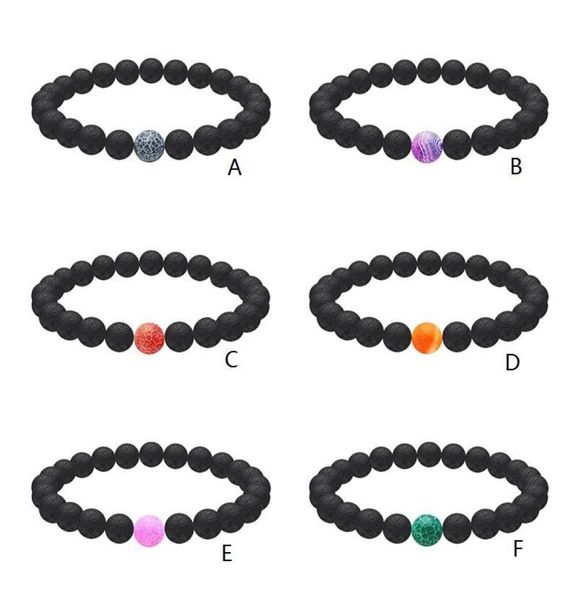 

6 colors weathered agate natural black lava stone beads elastic bracelet essential oil diffuser bracelet volcanic rock beaded hand2595962, Golden;silver