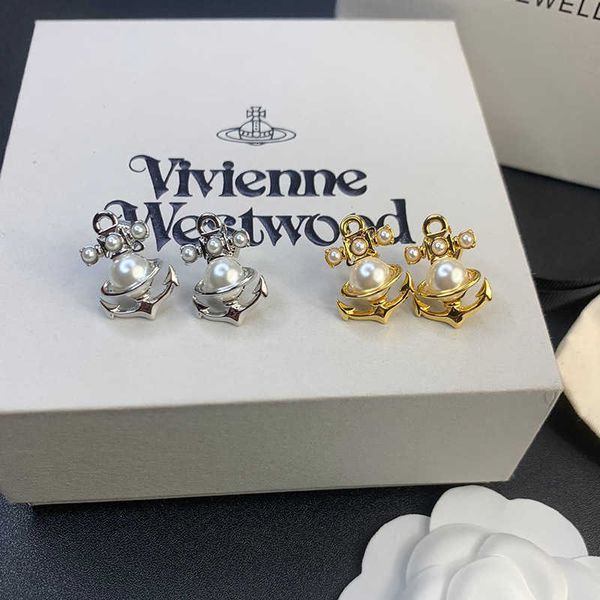 

Designer earrings vivi Luxury top Hot Selling Pearl Silver Needle New High Edition Cat Boat Earrings Valentine's Day romantic gift, fashion Style Accessories Jewelry