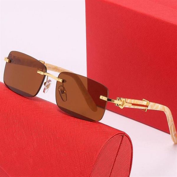 

man glasses designer sunglasses women fashion frameless rectangle coating buffalo horn sunglass uv400 evidence eyeglass wooden men274n, White;black