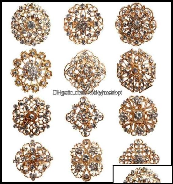 

pins brooches jewelry 24pcs clear crystal rhinestones women bridal gold brooch for diy wedding bouquet kit dhcdn5092370, Gray