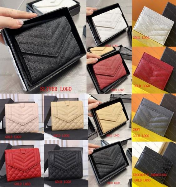 

small envelope wallet leather mix matelasse cassandre grain de poudre embossed leather card holder multifolded purse luxury desig6114119, Red;black