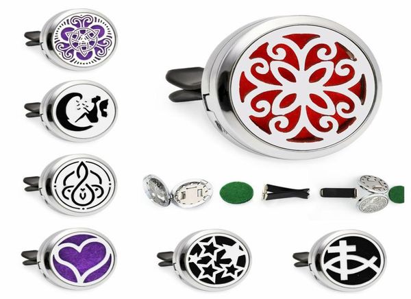 

fashion flower 30mm magnetic essential oil aromatherapy car diffuser locket perfume locket removable vent clip 10pcs pads random8370449, Silver