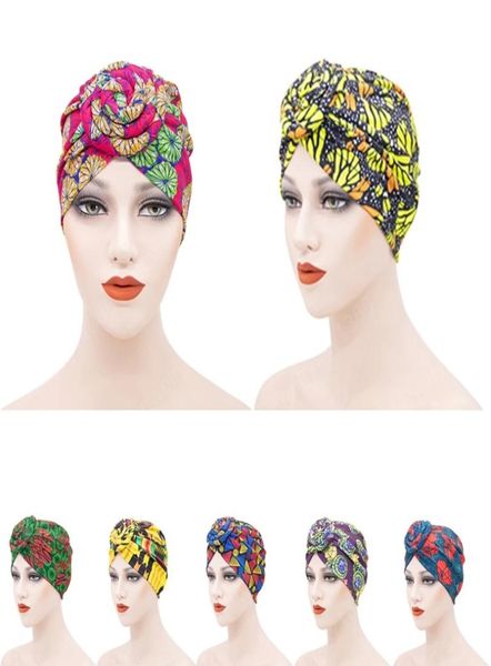 

women printed muslim hats knotted chemo cap head scarf turban indian hat head wrap bandanas vintage headawear accessories7968105, Blue;gray