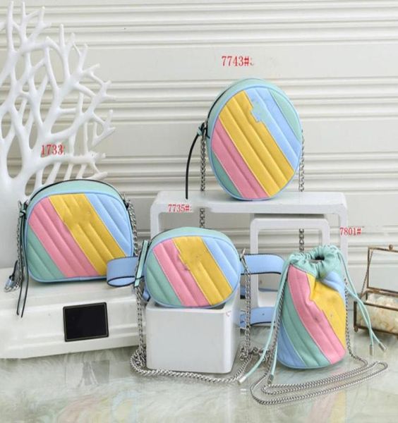 

2021 chain women girls a5631 purse children square kids new messenger bag letter waist bags designer rainb2303938, Red;black