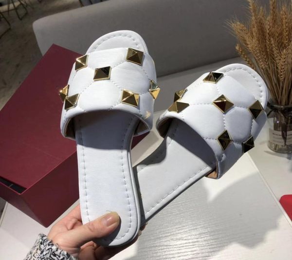 

summer vl sandals women039s flat slippers v studs designer shoes women open toe luxury beach slippers loafers size 3440 with b1610756, Black