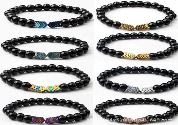 

black stone bracelets essential oil diffuser healing balance yoga magnet arrow charm bracelet7753462, Golden;silver