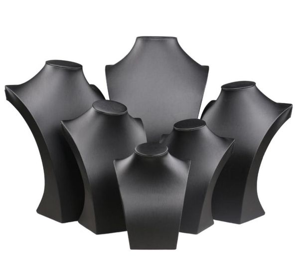 

black pu leather necklace bust tall jewelry display stand neck form for jewellery window shelf exhibition counter stand xpiwt 9334211