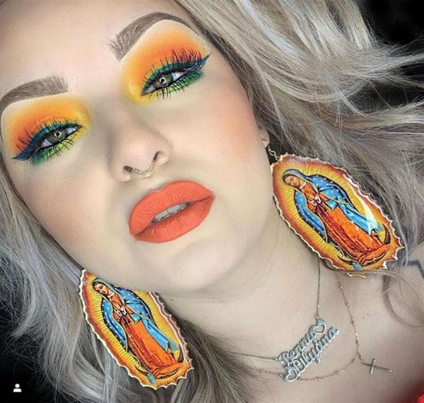 

new virgin mary drop earrings for women acrylic vintage large dangle earring trendy jewelry exaggerate accessories248o2016950, Silver