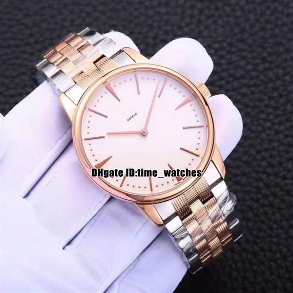 

new mens watch patrimony 81180 cb1r-9159 mens automatic watches white dial rose gold case stainless steel hand gents popular watch238o, Slivery;brown