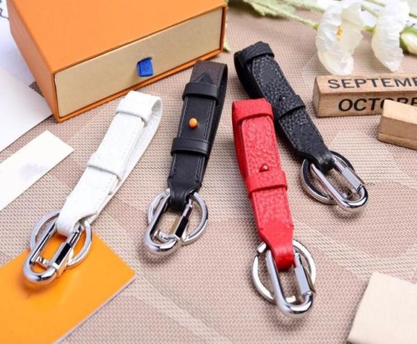 

4 colors designer leather key chain buckle black flower car keychain handmade classic keychains men women lover decoration pendant5012299, Silver