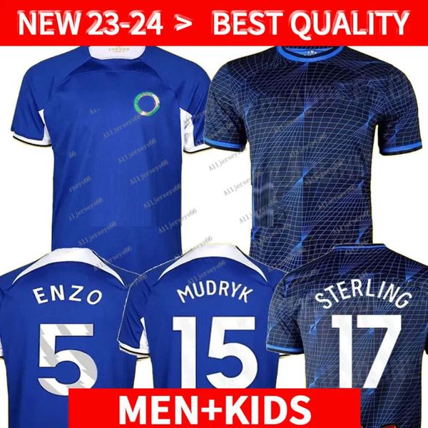 

mens soccer jersey 23 24 cfc nkunku soccer jerseys n.jackson kids kit player version 2023 2024 enzo pulisic sterling james koulibaly azpilic, Black;yellow