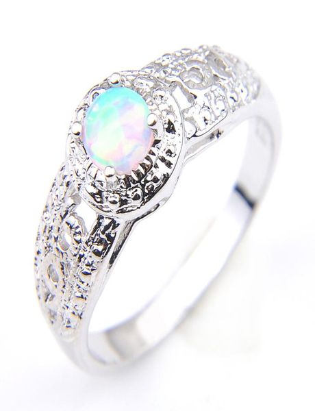 

10 pieces 1 lot luckyshine fashion women rings white fire opal gems silver rings russia american australia vintage rings7358602, Golden;silver