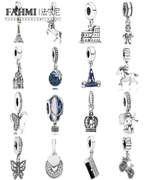

fahmi 100 925 sterling silver 11 charm master mischief little boy horse spirit dangle air balloon openwork eiffel 14k b1023106, Black