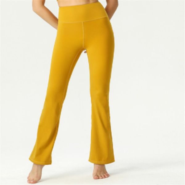 

women yoga pants running street groove flares high waist tight belly sports yoga workout nine minutes pants194t