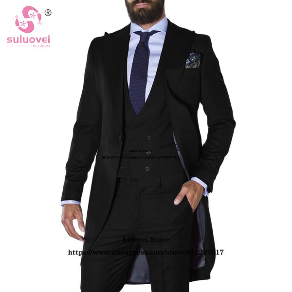 

mens suits blazers fashion prom long tuxedo for men custom made 3 piece pants set formal groom wedding dinner blazer terno masculino complet, White;black