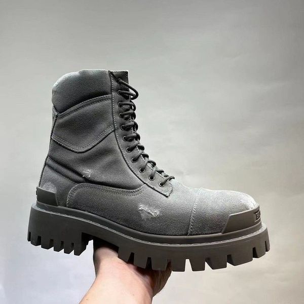 

2023 designer boots winter retro canvas tick sole cement outdoor tooling vulcanized boots exclusive high r military botas002, Black