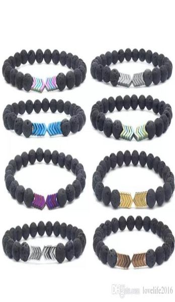 

volcanic lava stone essential oil diffuser bracelets bangle healing balance yoga magnet arrow beads bracelet jewelry gifts for men9112640, Golden;silver