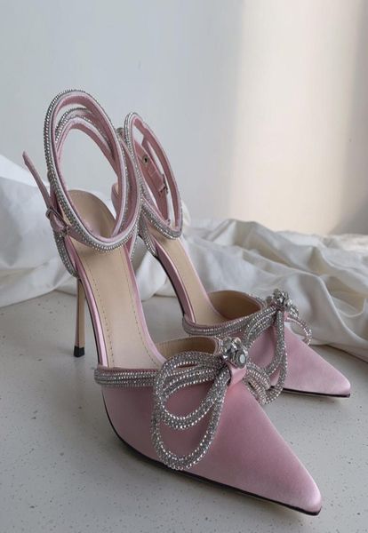 

designer womens sandals leather sole high heels 10cm black pink diamond chain decoration banquet women shoes silk face formal4340475