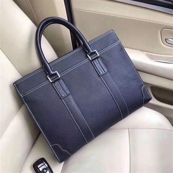 

designer leather briefcases men business handbags soft flexible lichee graincow leather luxury lapcases multi-pockets 38cm wid217q