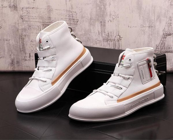 

fashion new xury charming men white style casual high shoes flats male designer prom sneakers loafers zapatos hombre 38449271728, Black