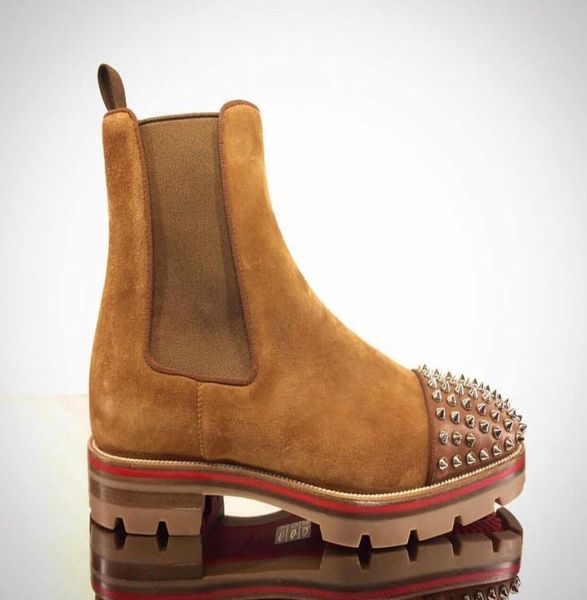 

men boots short ankles bootcool men039s spiked middle sneakers red bootoms melon bootgenuine leather calfskin suede ankle boo6305353, Black