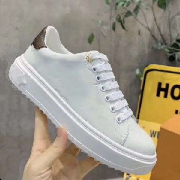

2023new designers casual shoes women travel leather lace-up sneaker 100% cowhide fashion lady flat designer running trainers letters shoe pl, Black