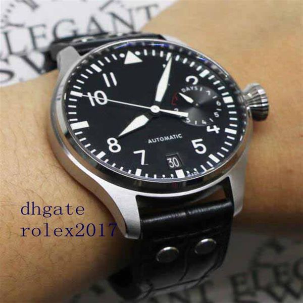 

men's luxury products quality classic big 7-day power reserve 46mm black dial steel automatic 500401 28800bph movement watch279n, Slivery;brown
