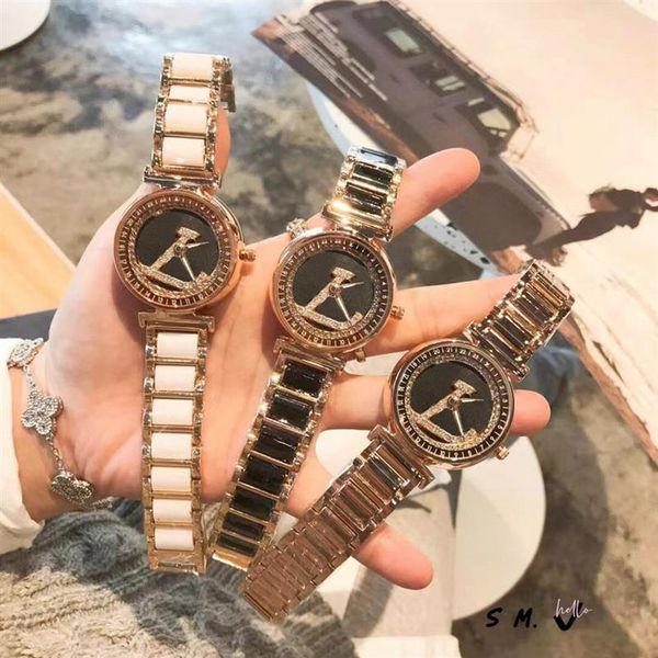 

brand watches women girl crystal big letters style steel band quartz wrist watch l512916, Slivery;brown