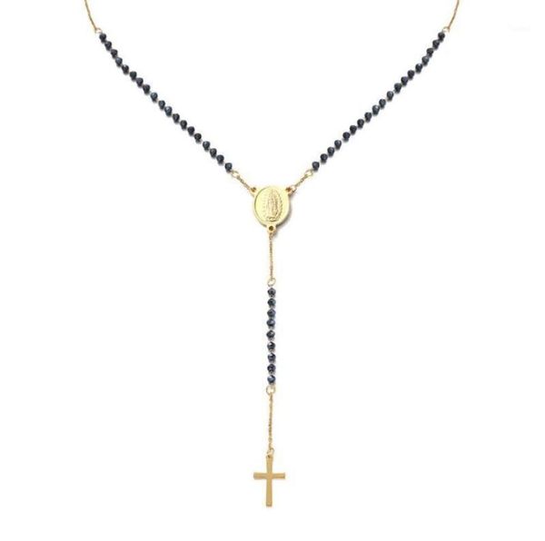 

pendant necklaces catholic stainless steel rosary beads chain y shape virgin necklace for women men religious jewelry3233195, Silver